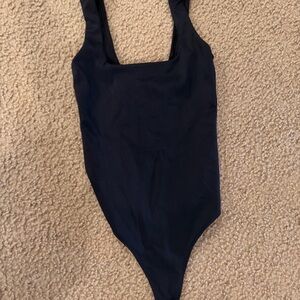 Good American Black Square-Neckline body suit